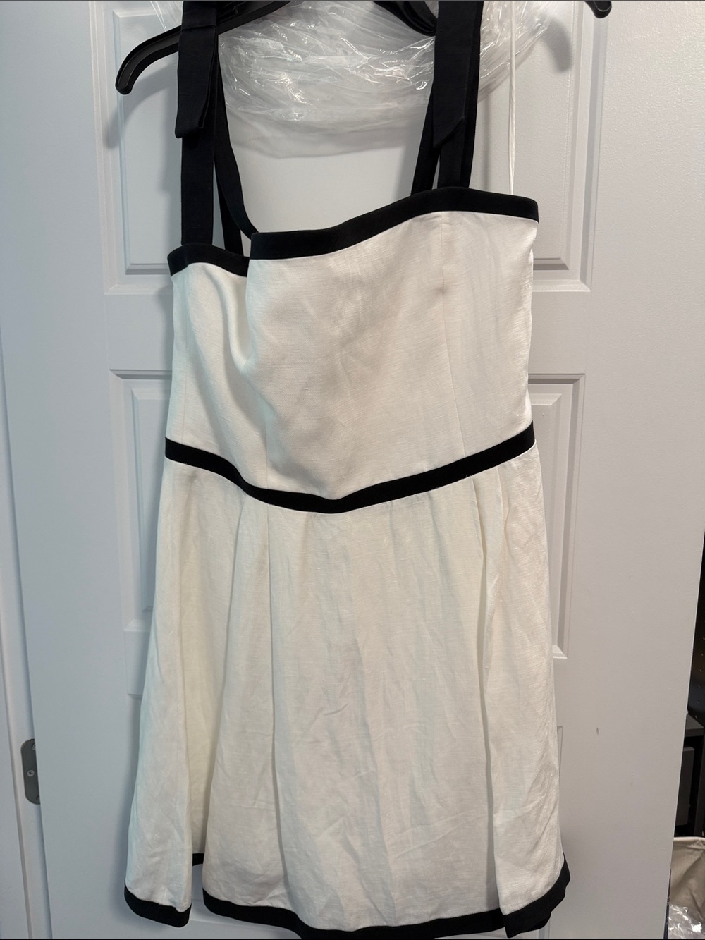 Alice + Olivia White Mini Dress with Black Trim